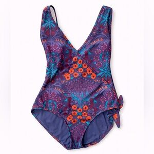 Marc by Marc Jacobs deep V open back Purple Floral One-Piece Swimsuit